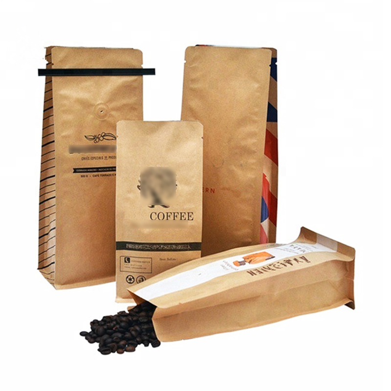 Food Packaging Bag Kraft Paper Matte Glossy Finish Pouch with Foil Lined FDA SGS Approval Material