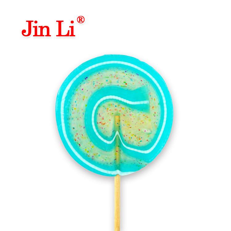 Sparkle round flat lollipop sweet hard candy