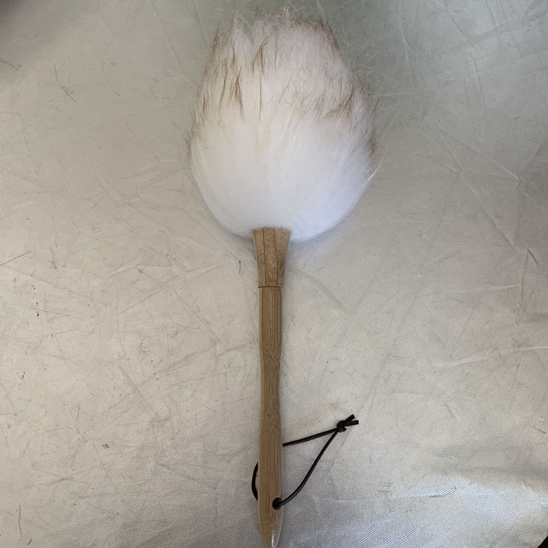 small wool duster with bamboo handle