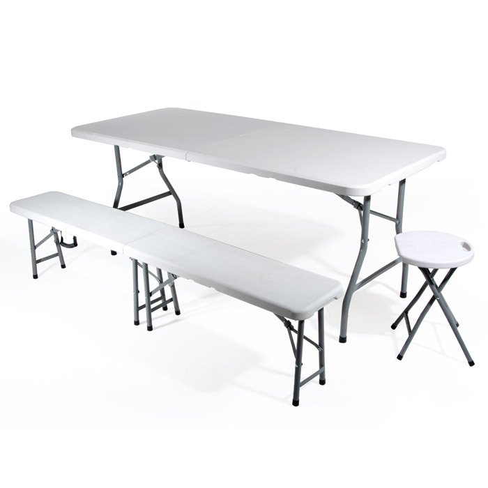 6ft Folding In Half Table And Bench Set