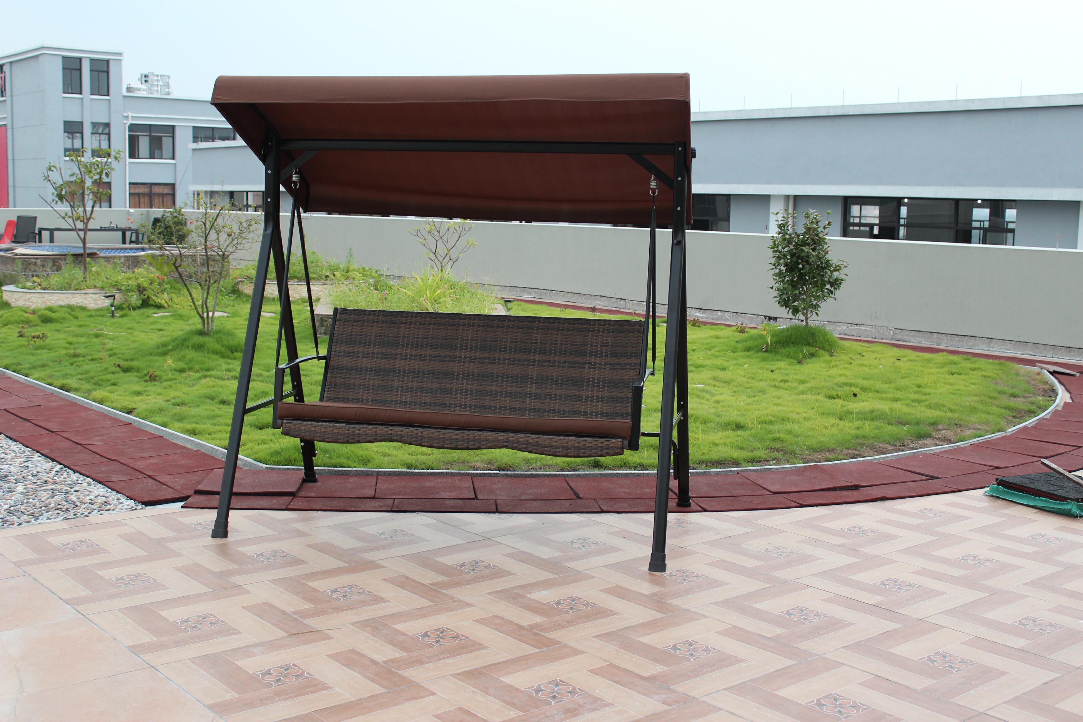 3 seat woven rattan swing chair