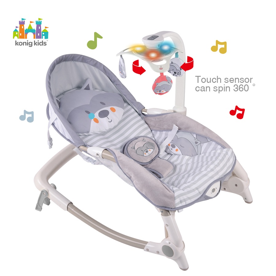 Konig Kids BNewborn-to-Toddler Portable Bouncer with Music N Lights Up
