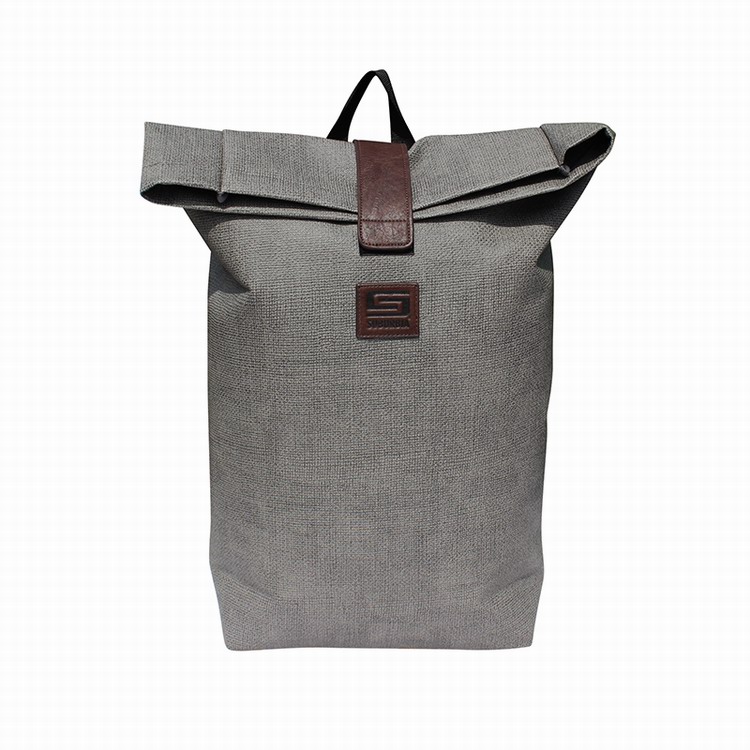 Roll top PU backpack for Men