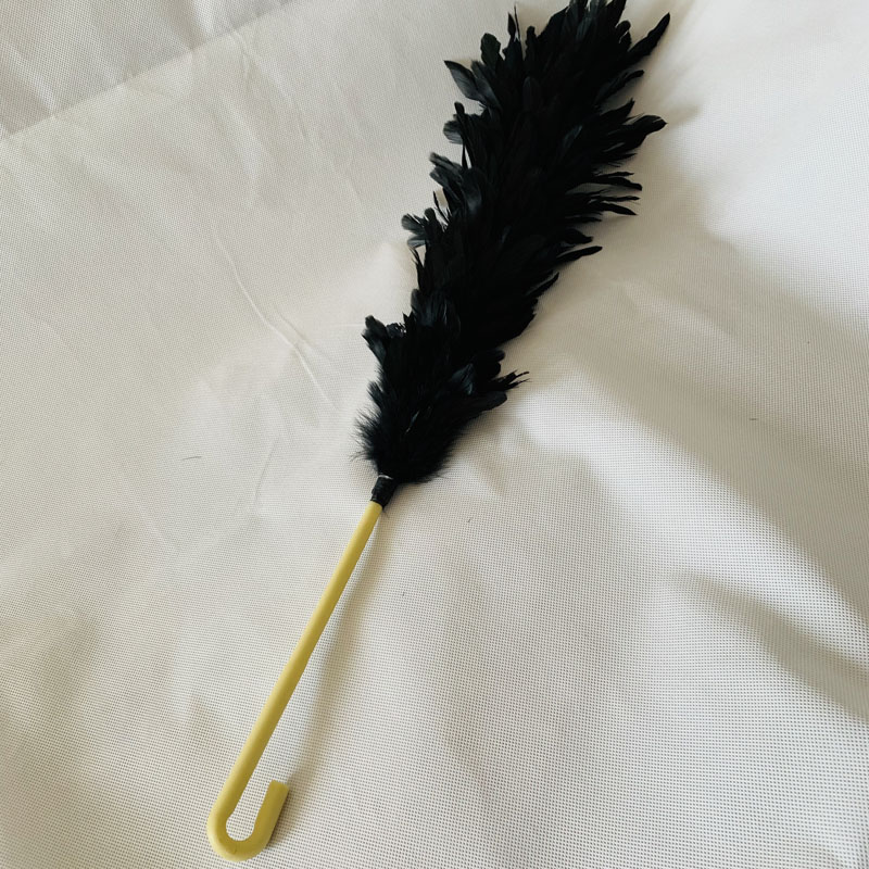 Black rooster feather duster with pp handle