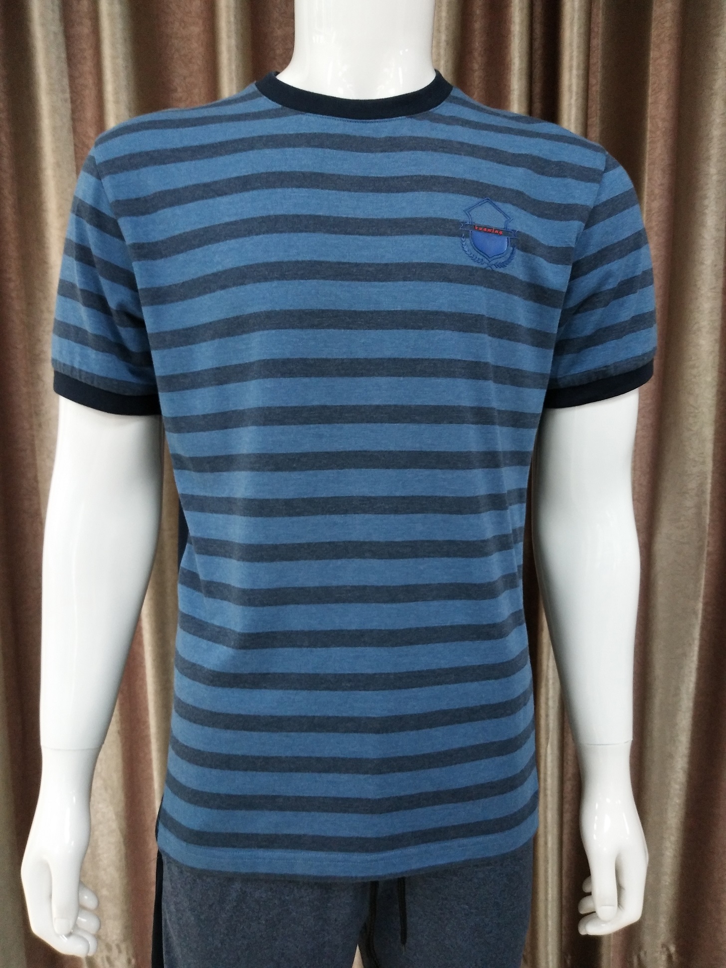 180gsm 100% cotton yarn-dyed rib collar cuff T shirt