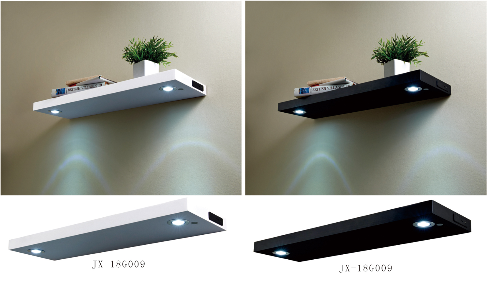 LED light floating shelf
