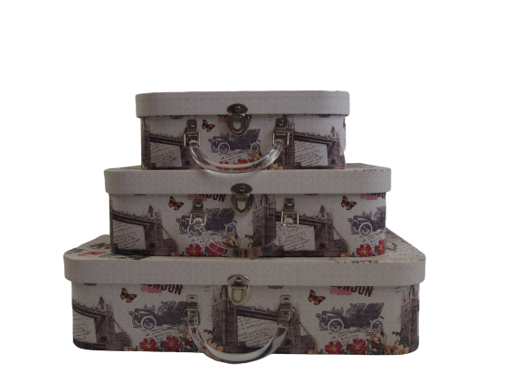 Set Of 3 Paper Suitcase Box