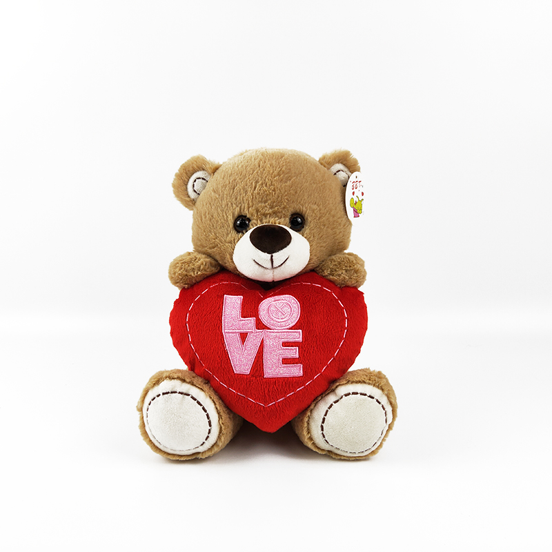 Plush Valentine's Day gift bear soft stuffed bear with red heart shinny love heart bear