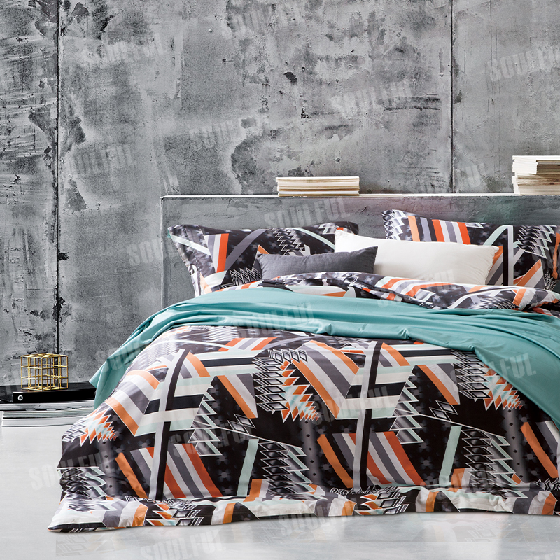 Soulful，100%Cotton，300tc sateen/satin，reactive printing ，bedding set，duvet cover set，sheet set