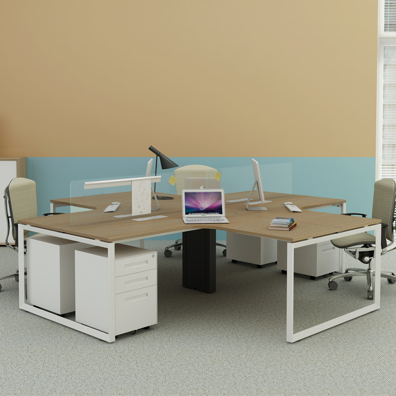 X shaped 4 seats modern office desk