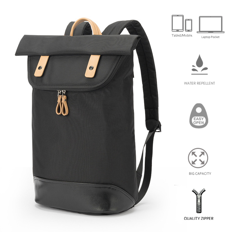 Minimalism Nylon Unisex Rolltop Laptop Backpack