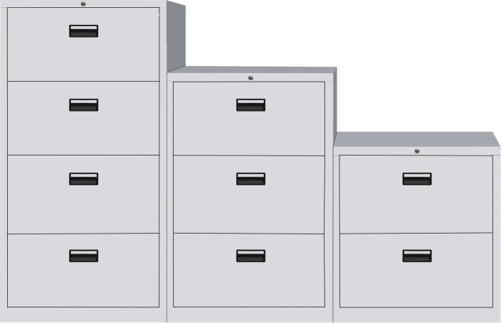 4/3/2 drawer lateral filing cabinet with black handle