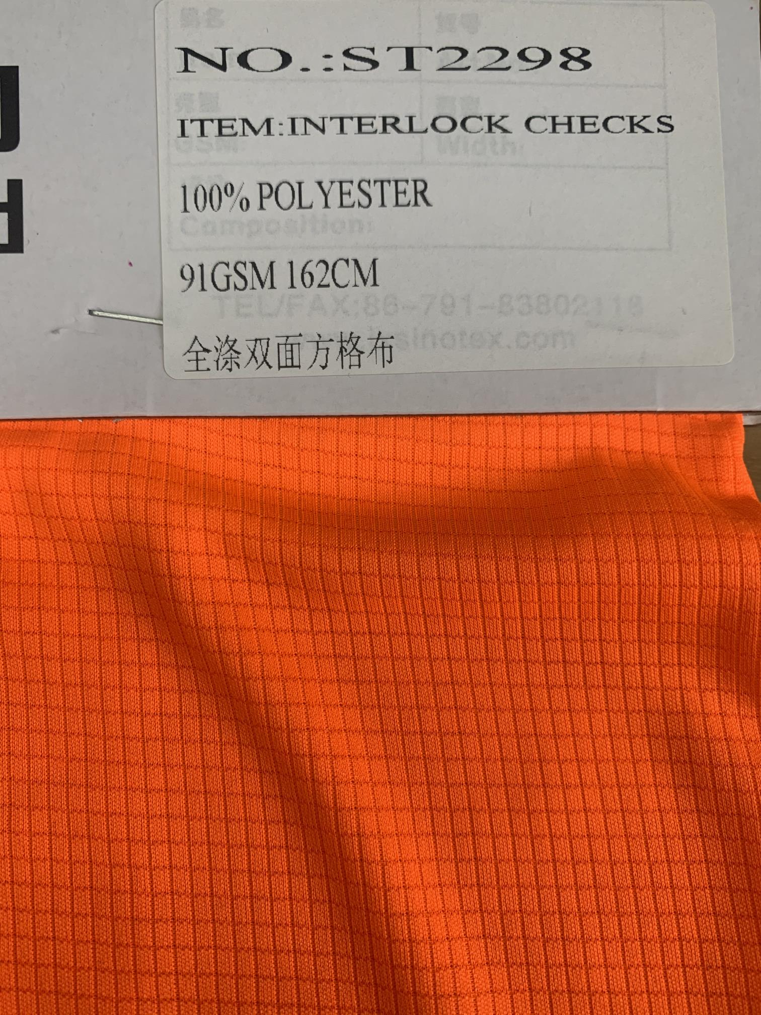 100% Polyester Interlock Checks 91gsm 162cm