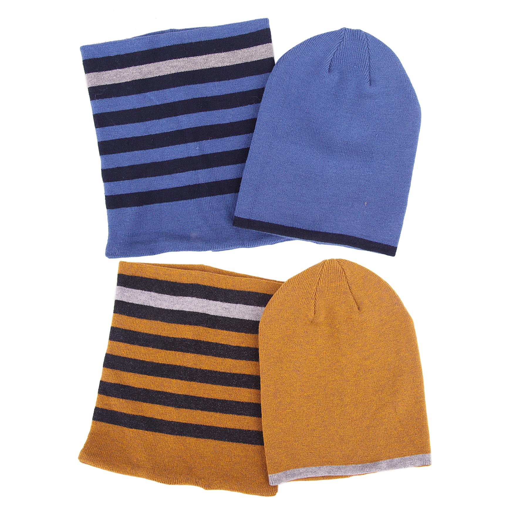 Kids Striped Hat And Neck Warmer