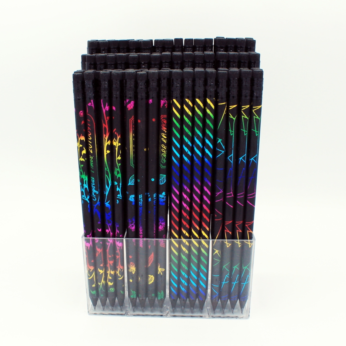 rainbow-film black wood HB pencil with eraser