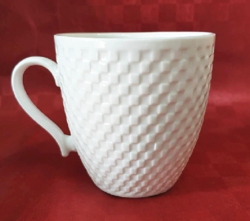 180CC daily-use porcelain mug with embossment