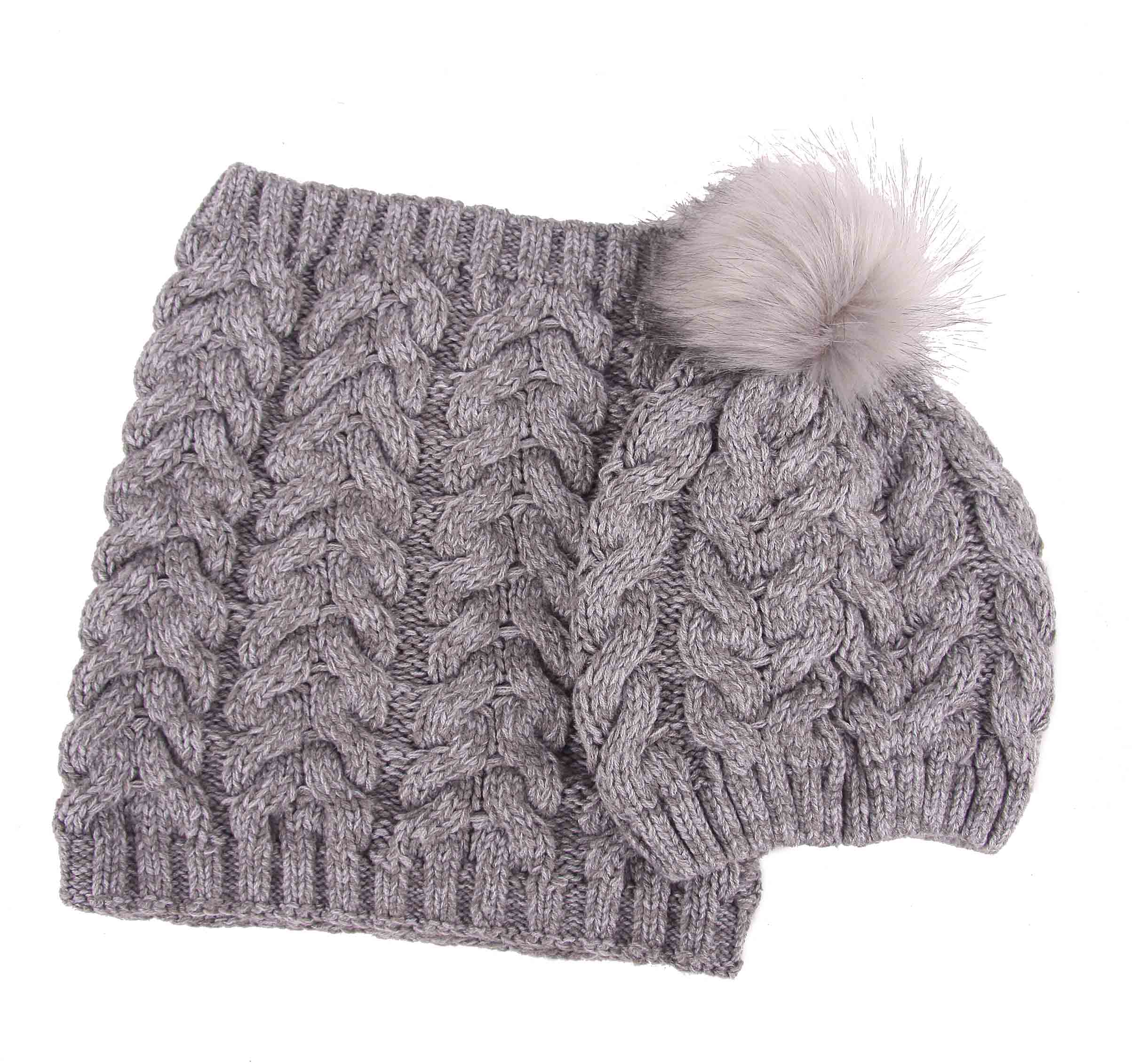 Kids Recycle Polyester Cable Hat And Neck Warmer
