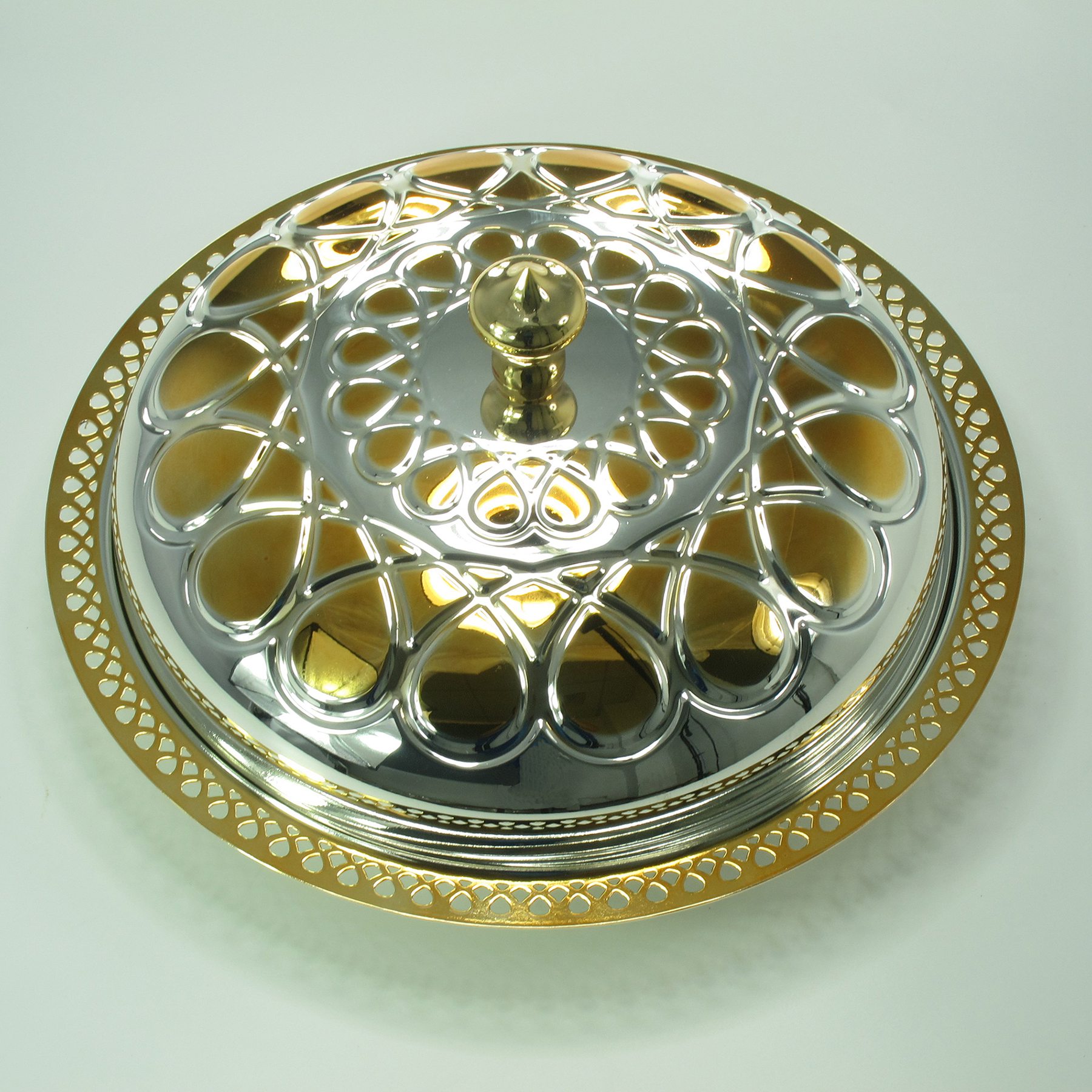Silver plated serving tray with cover