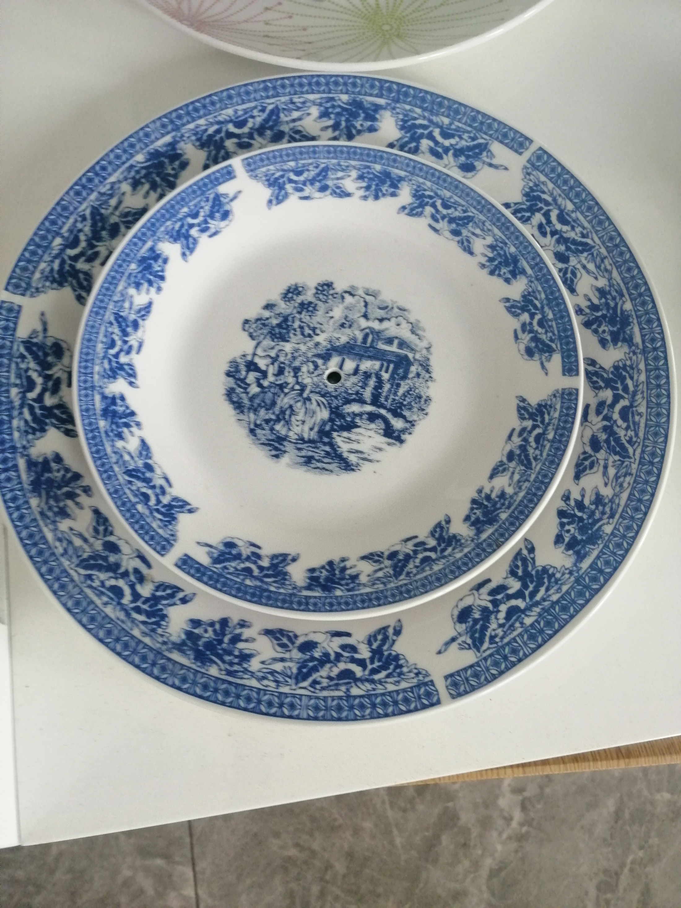 Family ceramic handicraft blue and white style exquisite porcelain plate