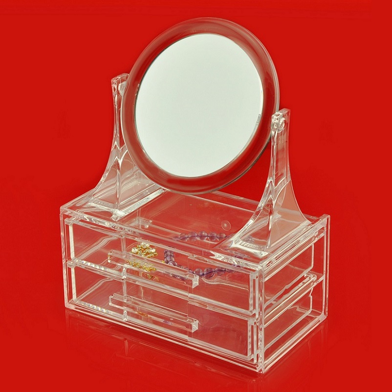 Simple Fashionable Round Mirror with 2 Drawers Chest of Drawer with vanity mirror dresser