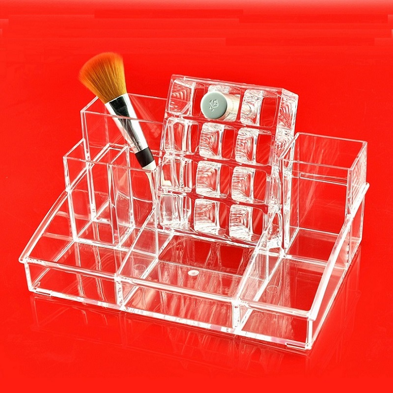 Clear Acrylic Makeup Brush Storage Tray Lipstick Holder Cosmetic Organizer