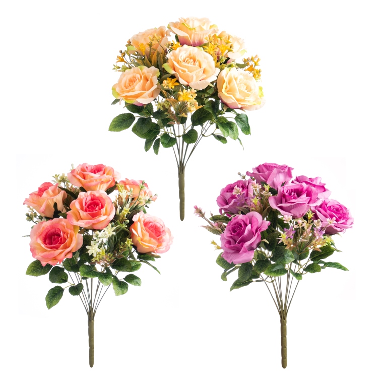 fabric rose bush x12 stems