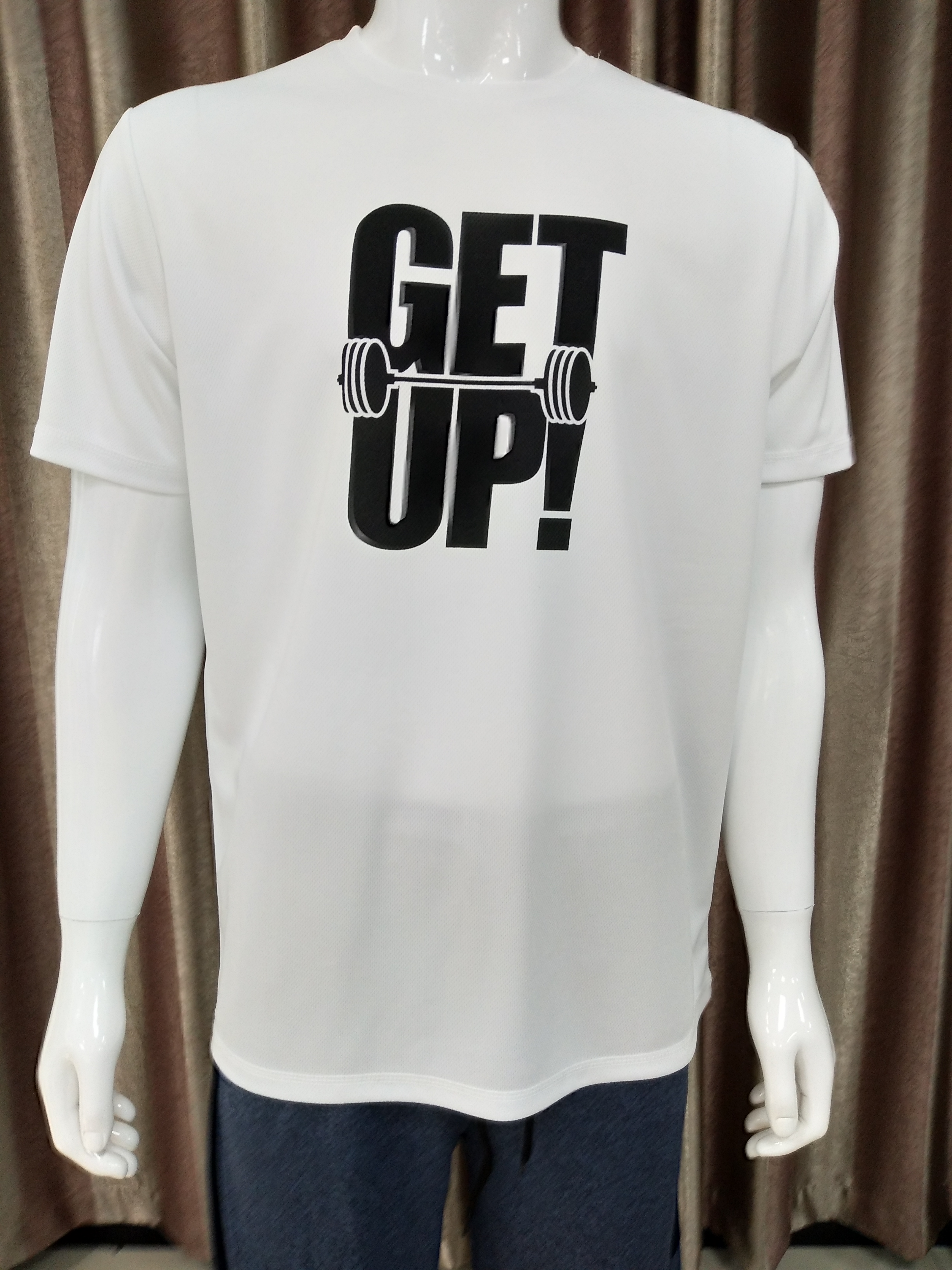 Young Men screen print neck collar short sleeve T shirt