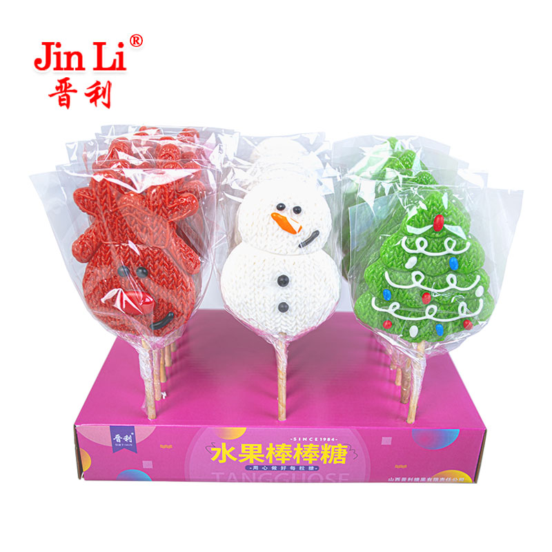 Various shaped hard candy lollipop with decoration for Chrismas