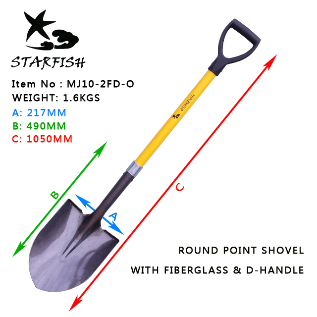 Round Point Shovel With Fiberglass D-Handle