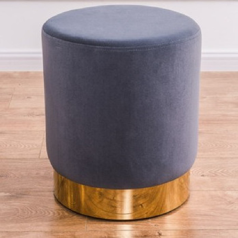 Modern Velvet Metal ring Round Footstool