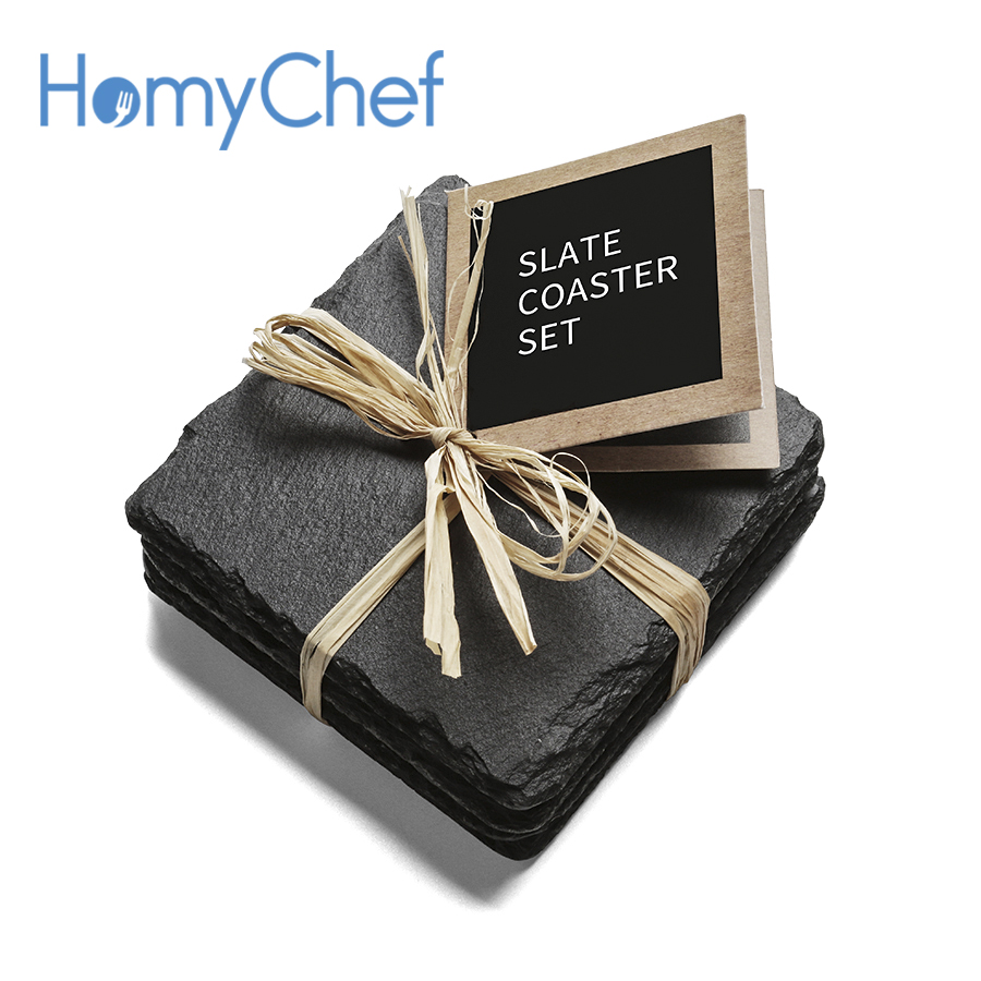 Natural Square Slate Coaster-set of 4pcs