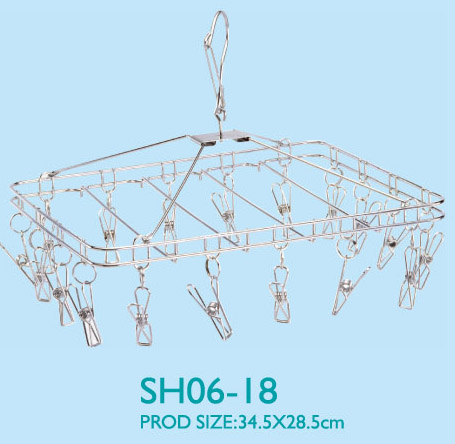 stainless steel sock hanger with 18 pegs