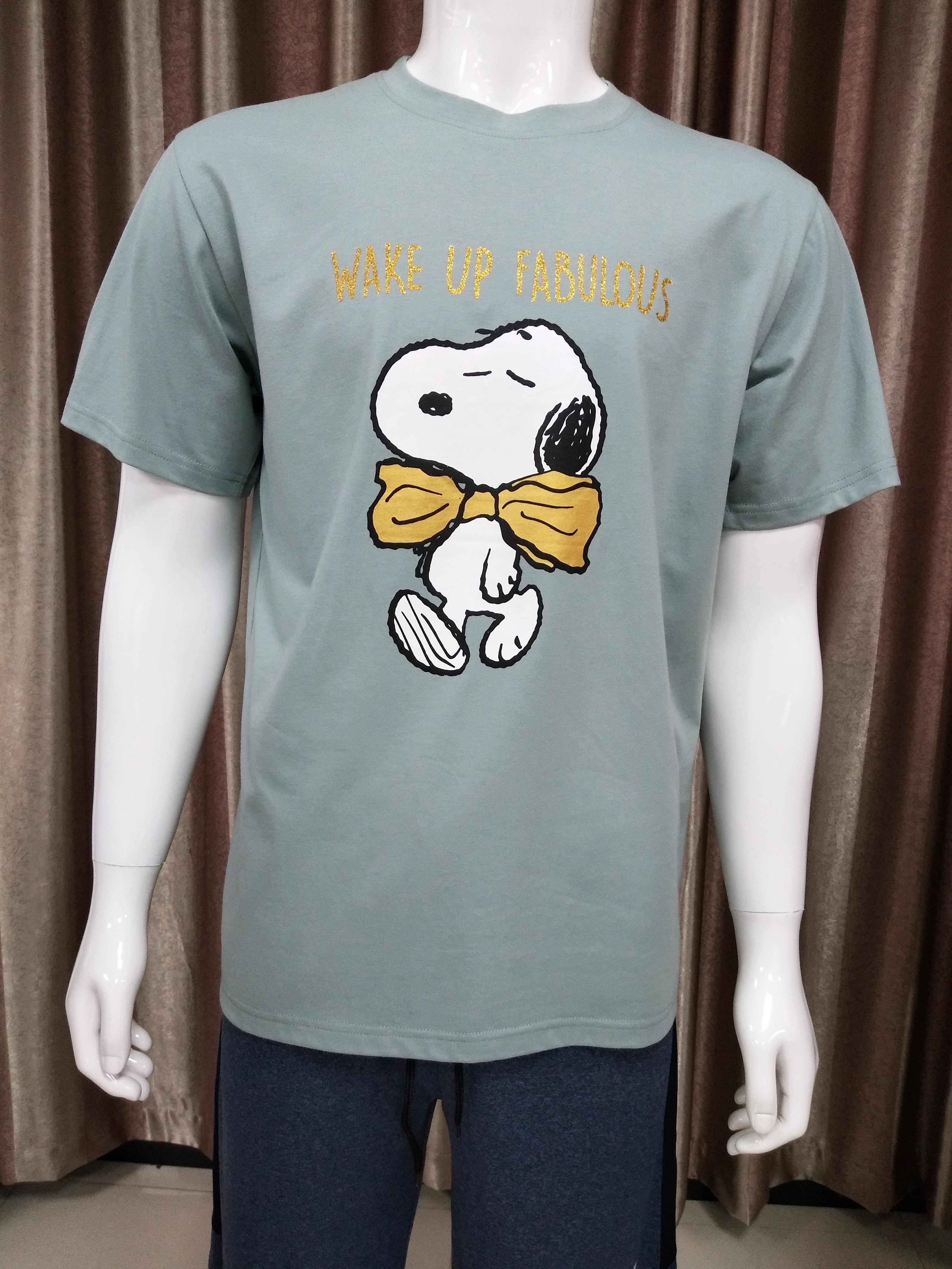 100% cotton rubber print with golden foil t shirt