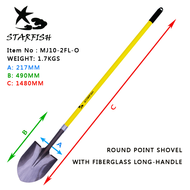 Round Point Shovel With Fiberglass Long Handle