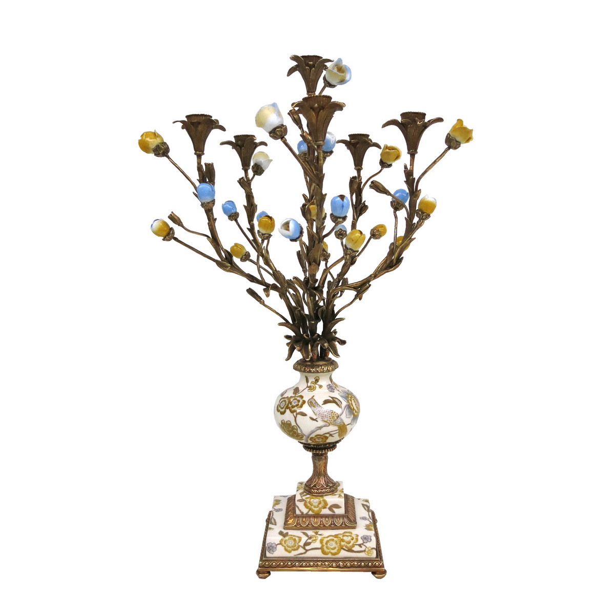 Antique Bronze Handpainted Porcelain Home Decoration Candleholder