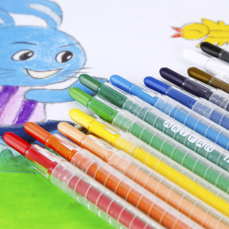 Kids Twist Plastic Crayon Non-Toxic In PP Box Multicolous Twist Up Crayons Painting
