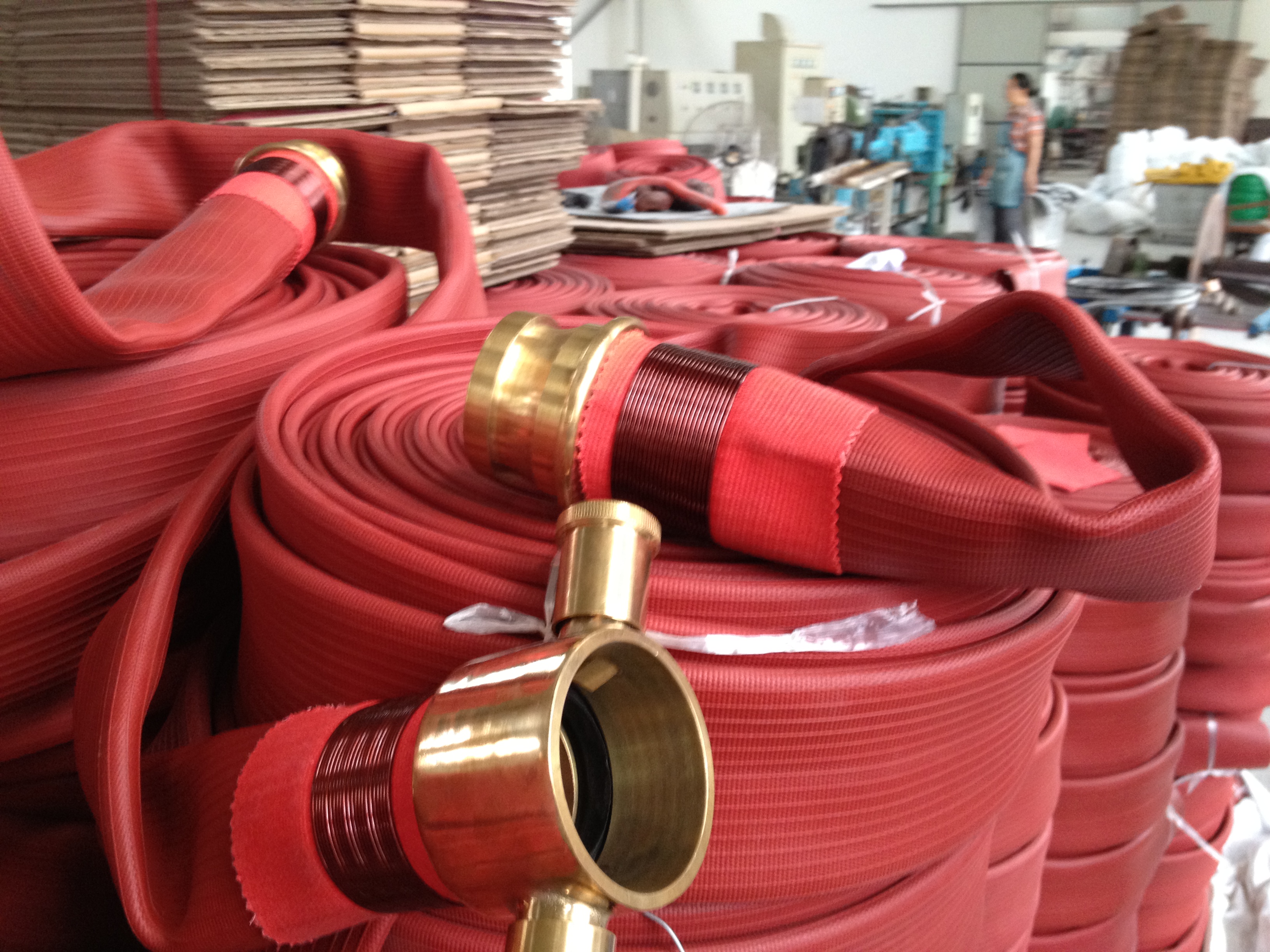 Red Rubber covered fire hose