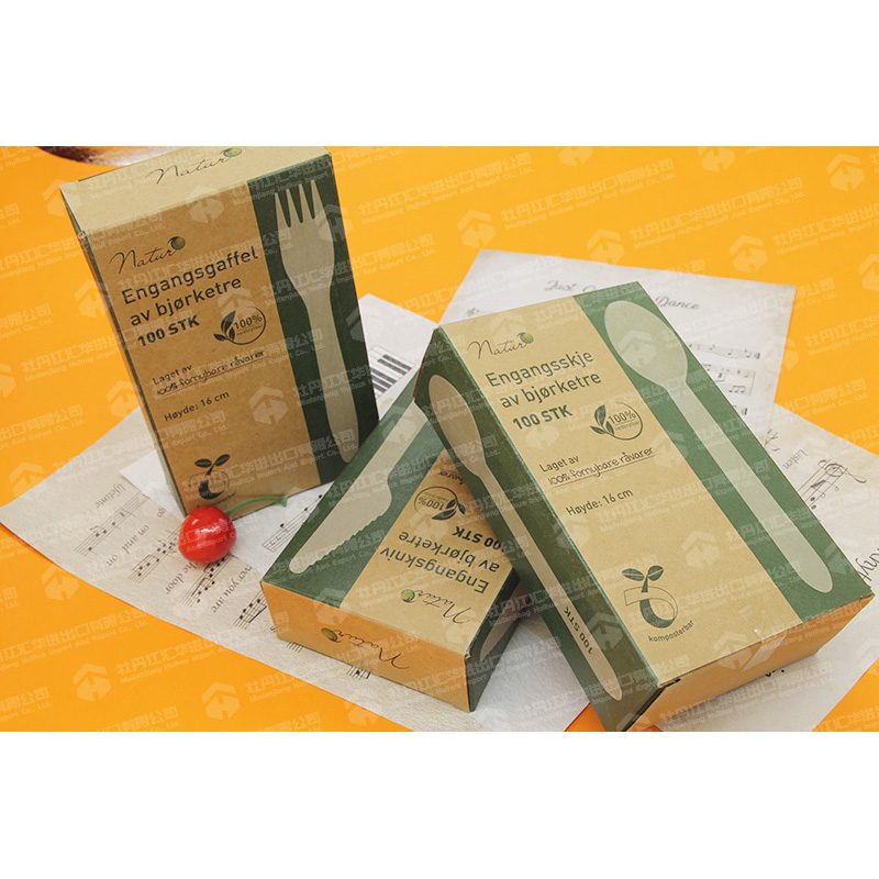Wooden Cutlery Wooden Spoon packed in kraft paper box
