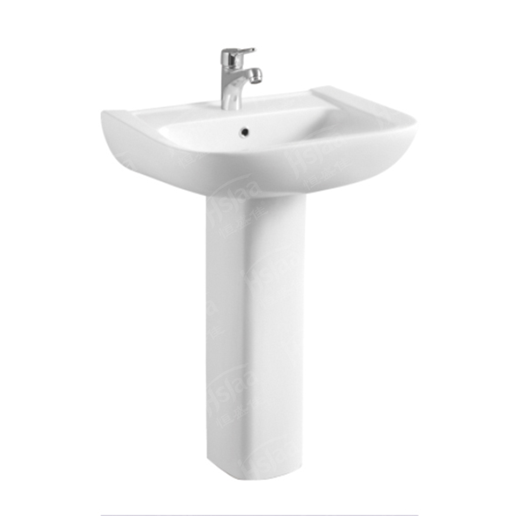 Popular modern white ceramic bathroom big size square pedestal basin
