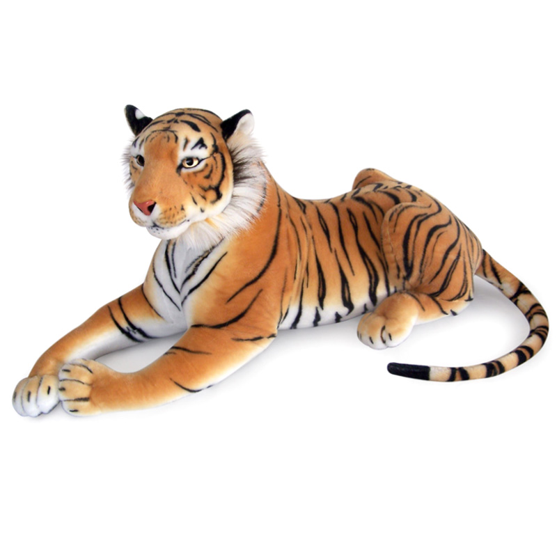 Real Like Plush Animal Toy Lying Brown Tiger