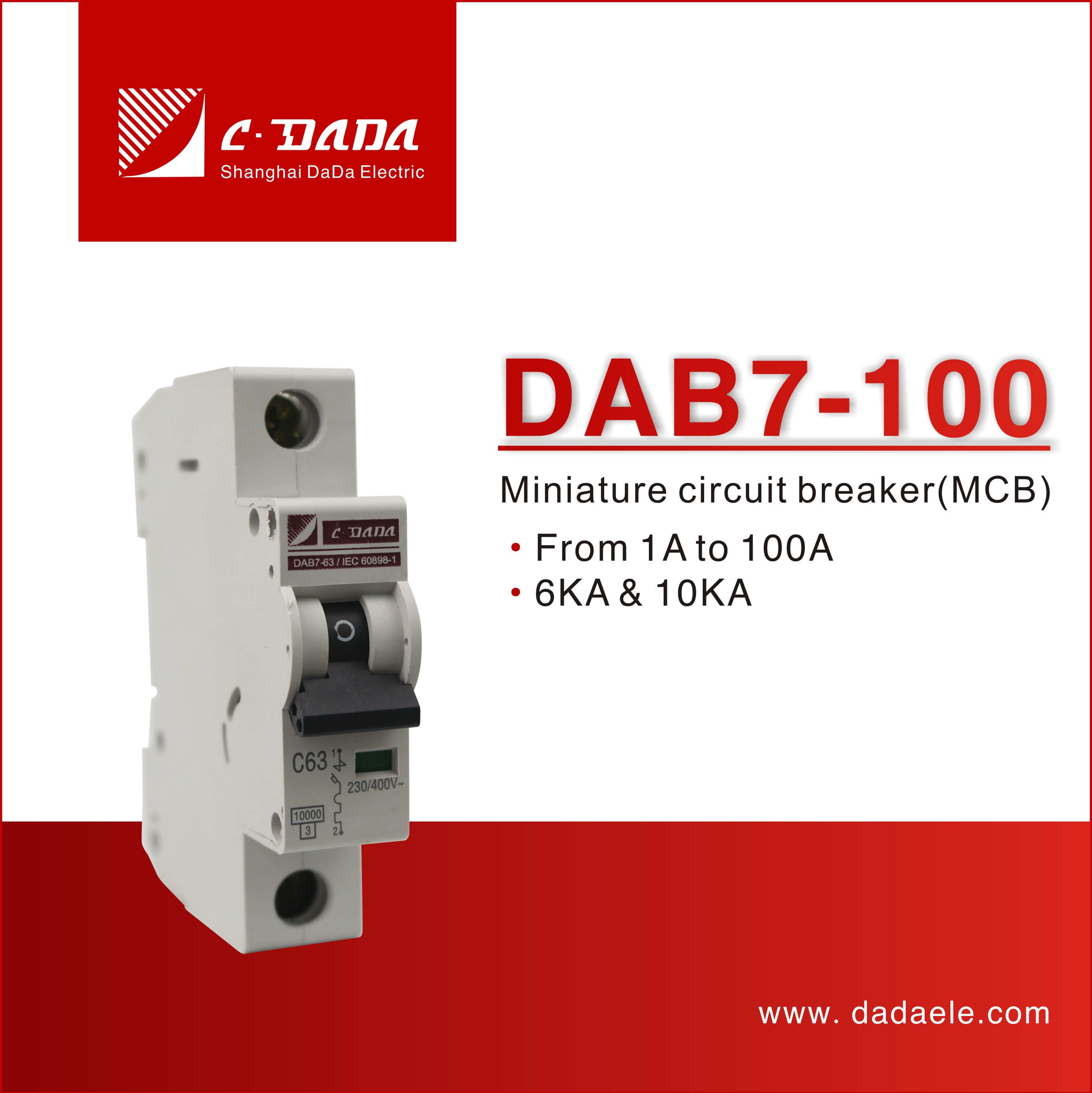 MCB DAB7-100 series Miniature Circuit breaker 100A
