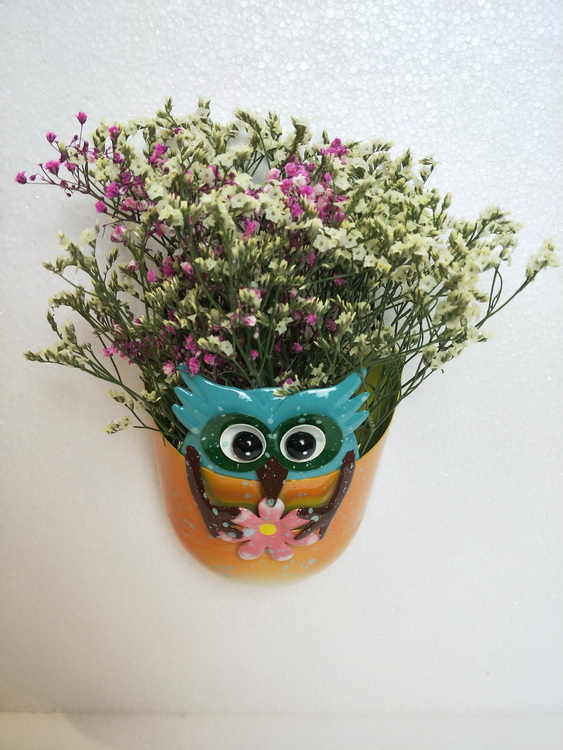 Cartoon Owl Flowerpot wall hanging