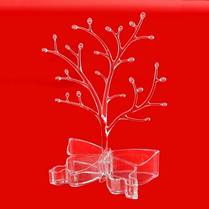 Personalized Transparent 100% Acrylic Sprout Jewelry Tree with Butterfly Clear Stand Jewelry Rack bracelet display stand