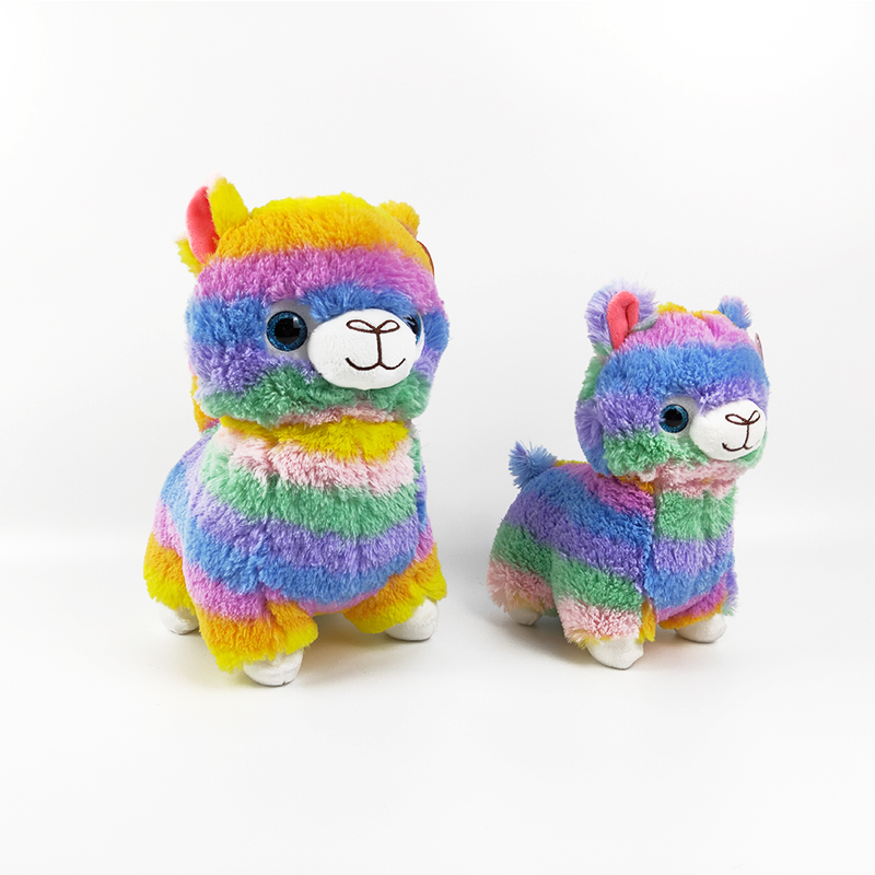 Plush colorful standing alpaca toy soft stuffed rainbow llama