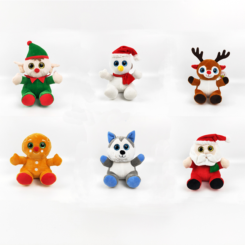 Plush Christmas characters sot Santa Claus plush reindeer stuffed elf plush husky cute snowman plush Gingerbread Man