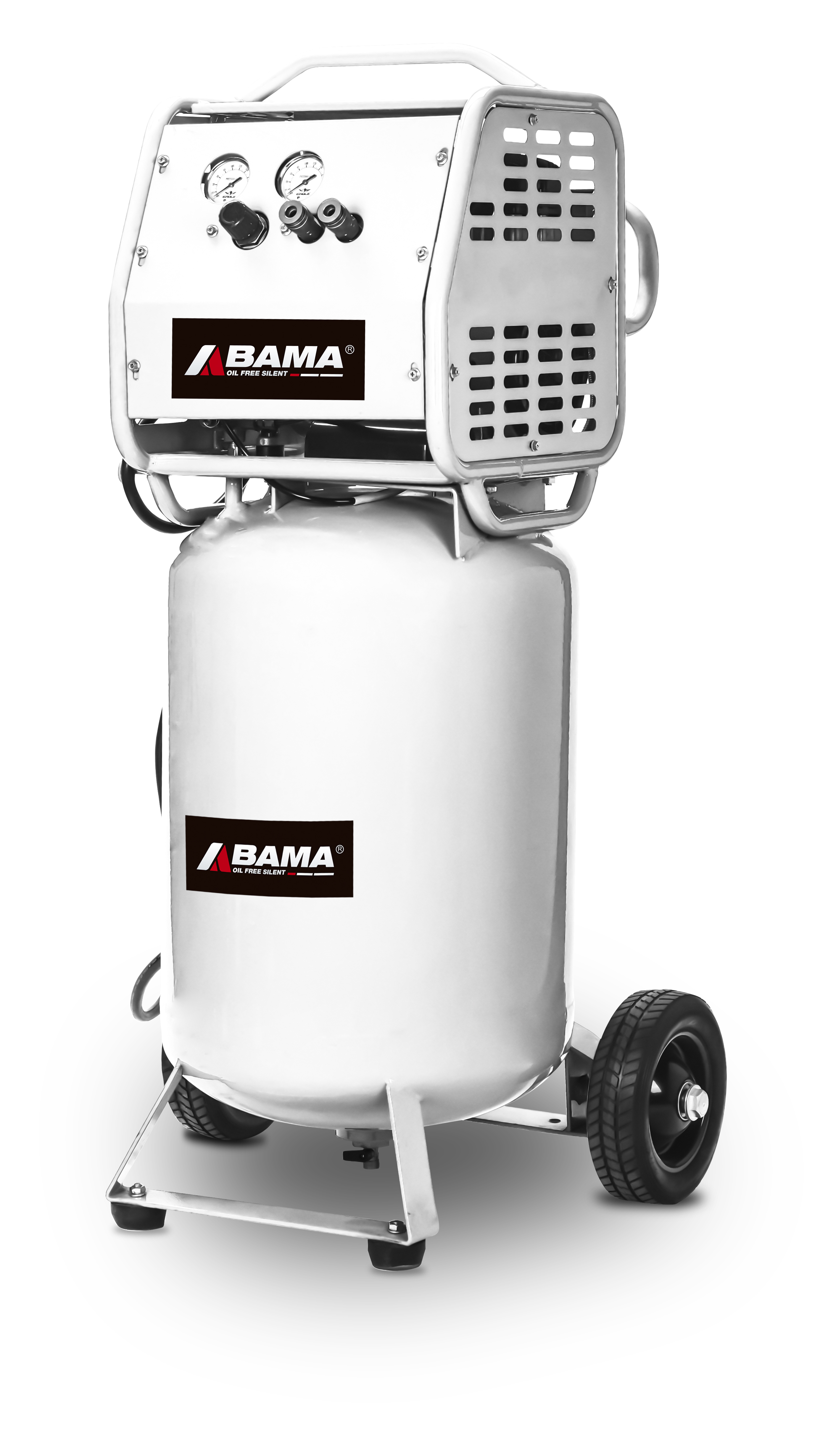 Oil Free and Silent Air Compressor with Roll Cage and Vertical Tank