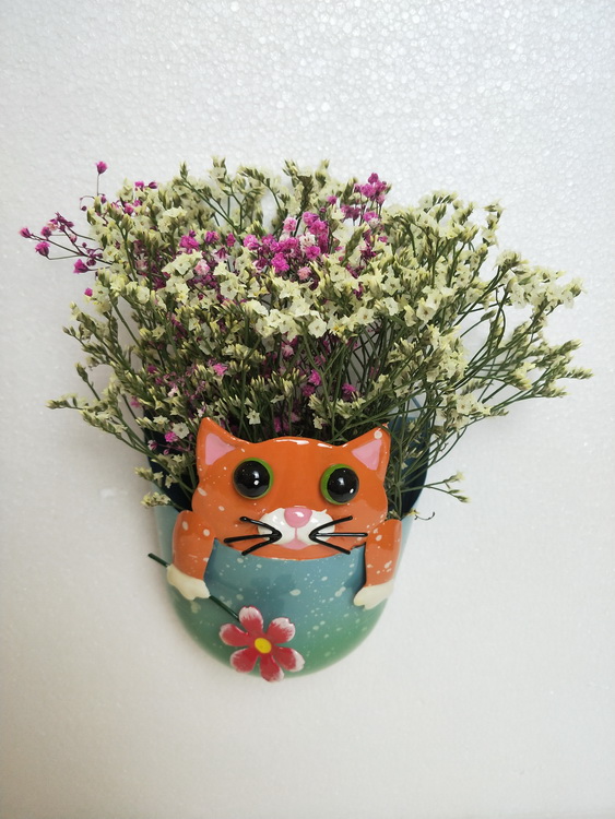 Cartoon Cat Flowerpot wall hanging