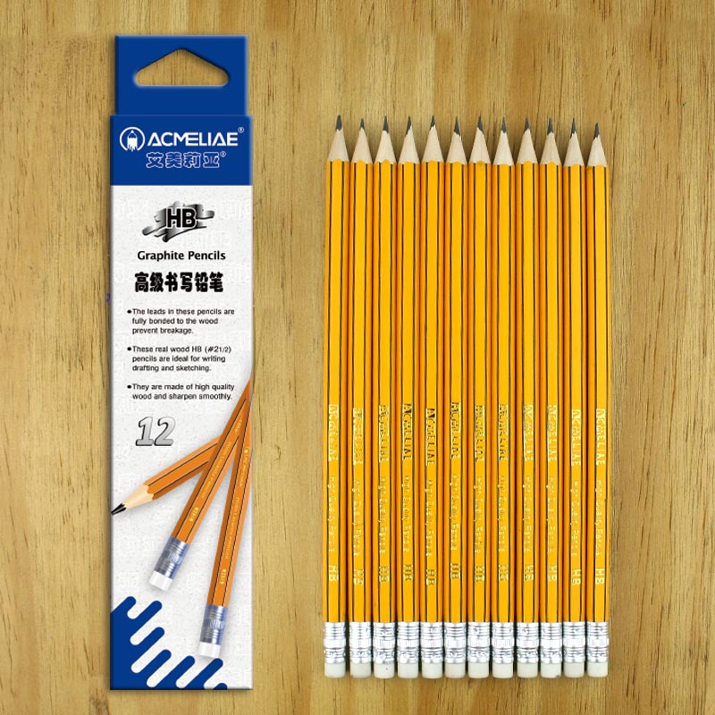 Black/Yellow Striped HB Eraser Pencil Hexagonal
