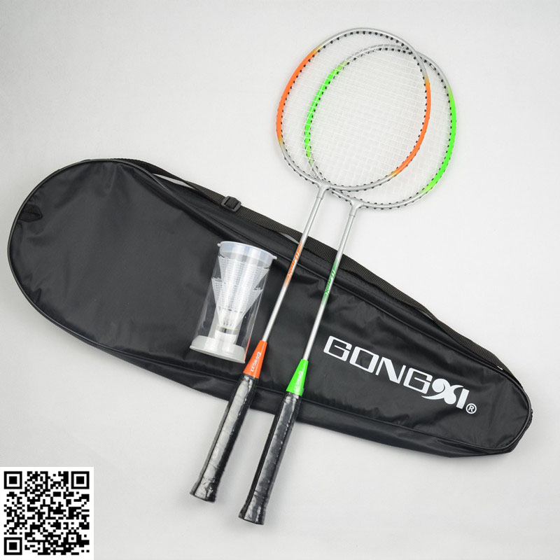 Steel badminton racket set with nylon shuttlecock