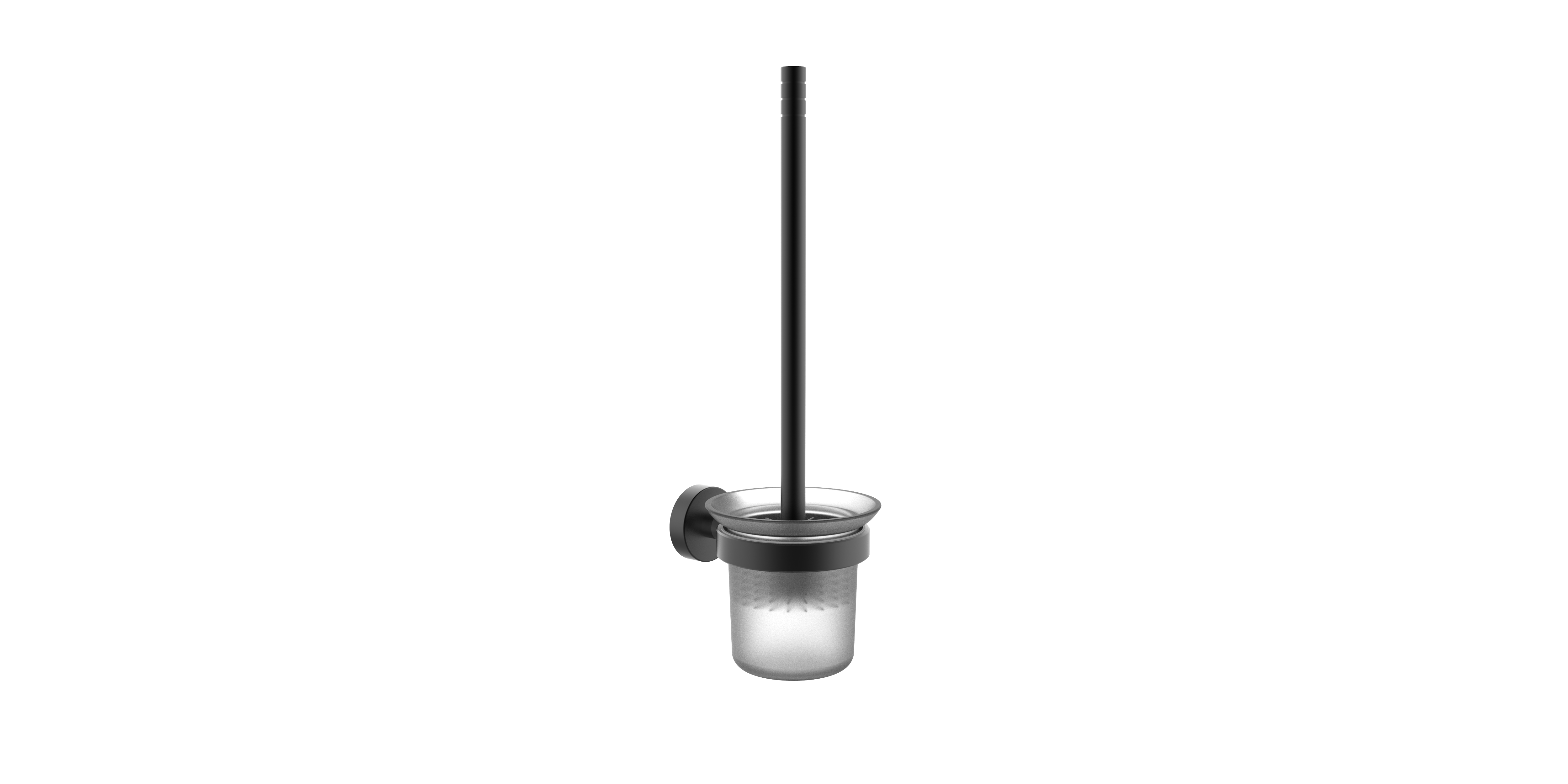 Aluminum matt black toilet brush & holder